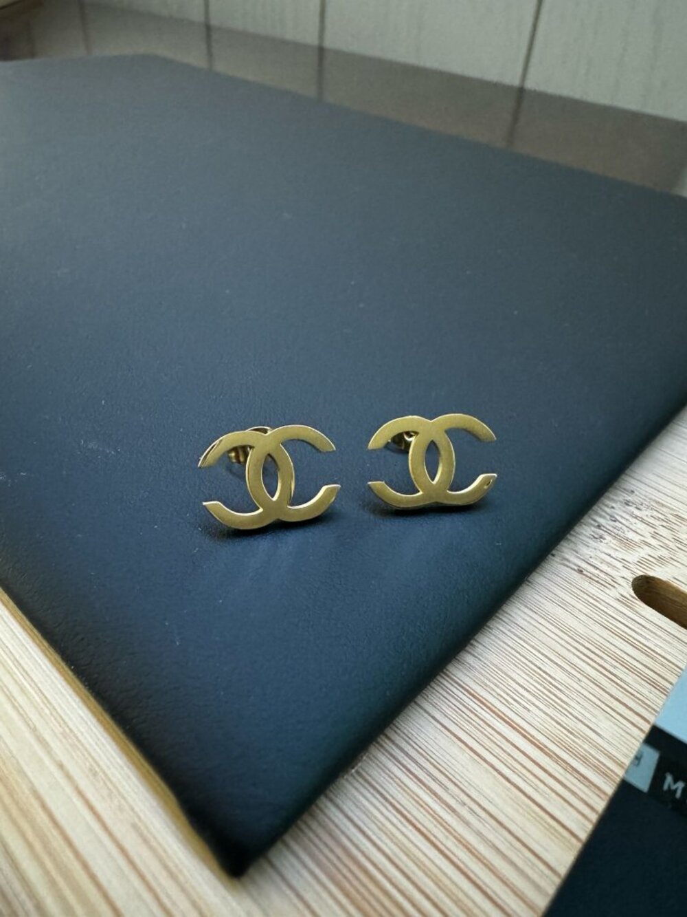 NEW - 18K Gold - Vintage Earrings - CC Earrings - Gold Studs - Gift for Her